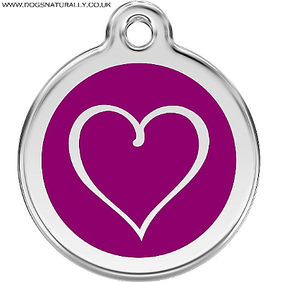 Purple Pretty Heart Dog ID Tags (3x sizes)